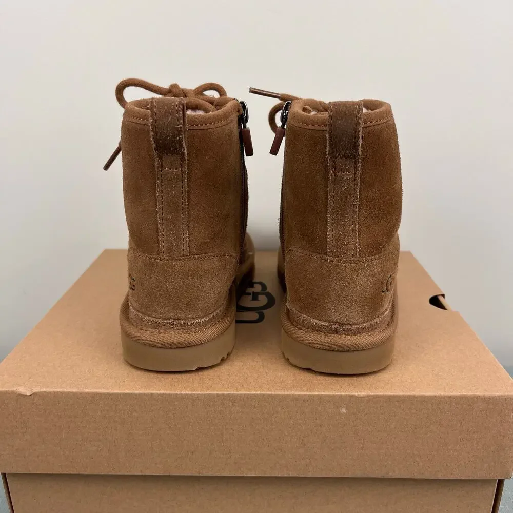 Ugg Kids' Neumel High Suede Sheepskin Chukka Boot Chestnut 13